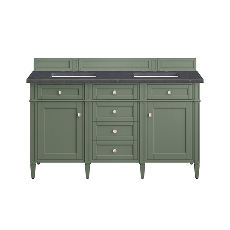 James Martin Vanities Brittany 60in Double Vanity, Smokey Celadon w/ 3 CM Charcoal Soapstone Top 650-V60D-SC-3CSP